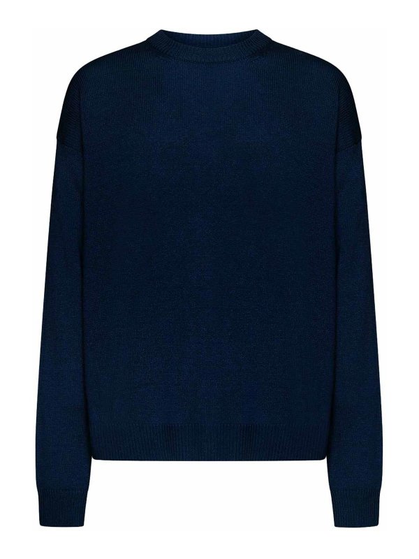 JIL SANDER: U-Boot-Ausschnitt - U-Boot-Pullover - Dunkelblau
