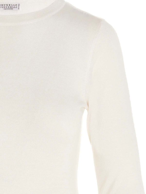 The Best Shops BRUNELLO CUCINELLI: Suéteres con cuello pico - Suéter Cuello Redondo - Blanco