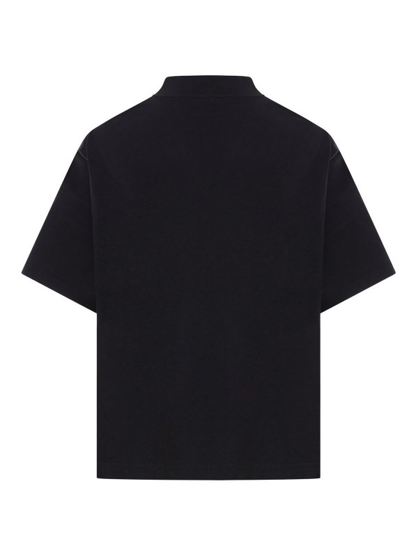 BALENCIAGA: t-shirts online - T-Shirt Paris Strass Cropped Oversize In Nero