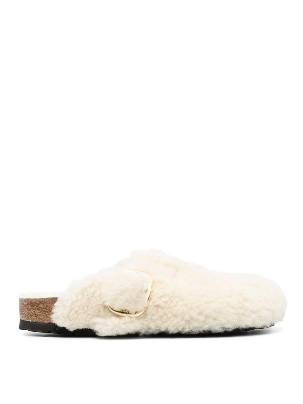 BIRKENSTOCK: Loafers & Slippers - Boston Big Buckle Shearling Slippers