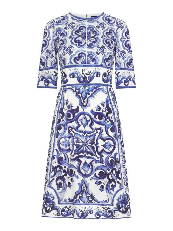 DOLCE & GABBANA: ニーレングスドレス - 膝丈ドレス - ブルー