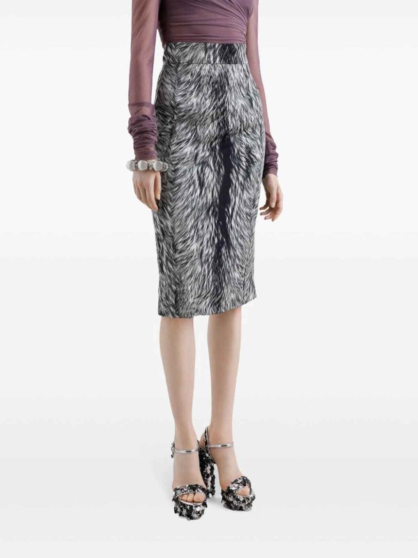 膝丈/ミディスカート - グレー shop online: DOLCE & GABBANA