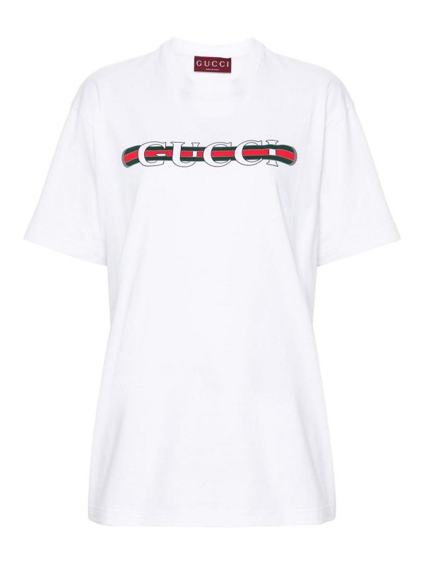 GUCCI: t-shirts - Logo-Print Cotton T-Shirt