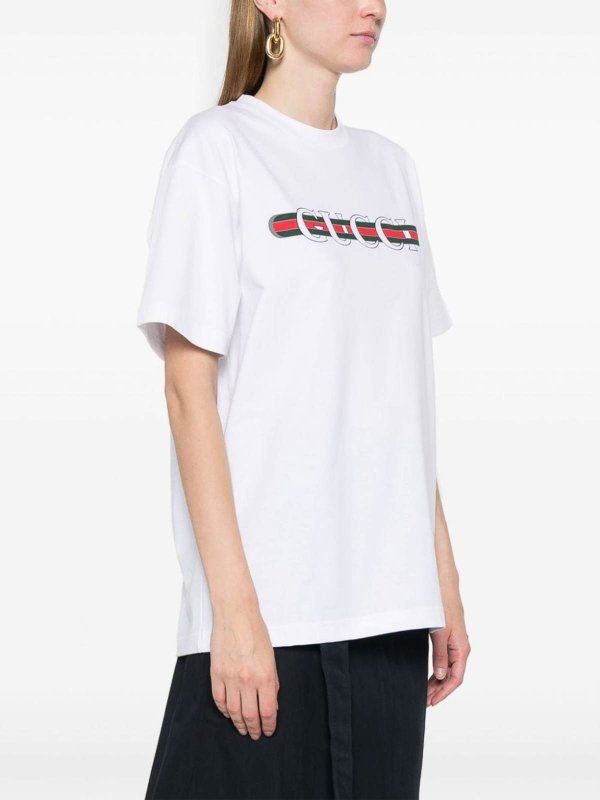 GUCCI: t-shirts online - Logo-Print Cotton T-Shirt