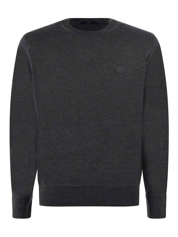 ETRO: Suéteres con cuello pico - Suéter Cuello Redondo - Gris