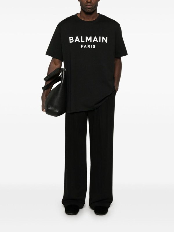 Balmain: t-shirts online - Print T-Shirt - Reg Fit Black/White