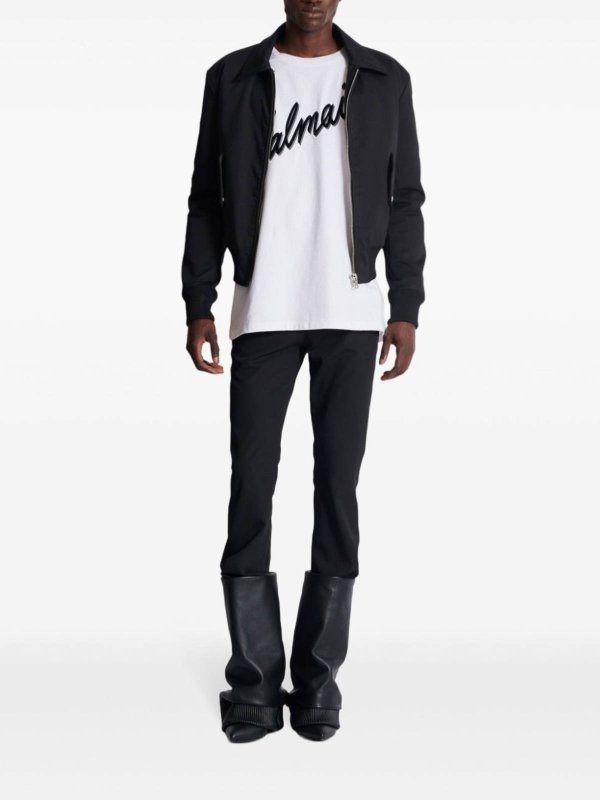 The Best Shops Balmain: t-shirts - Letter Flock T-Shirt - Reg Fit White/Black