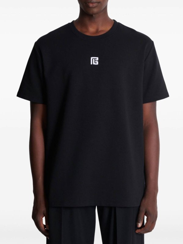 Balmain: t-shirt online - T-shirt piccola con logo Pb