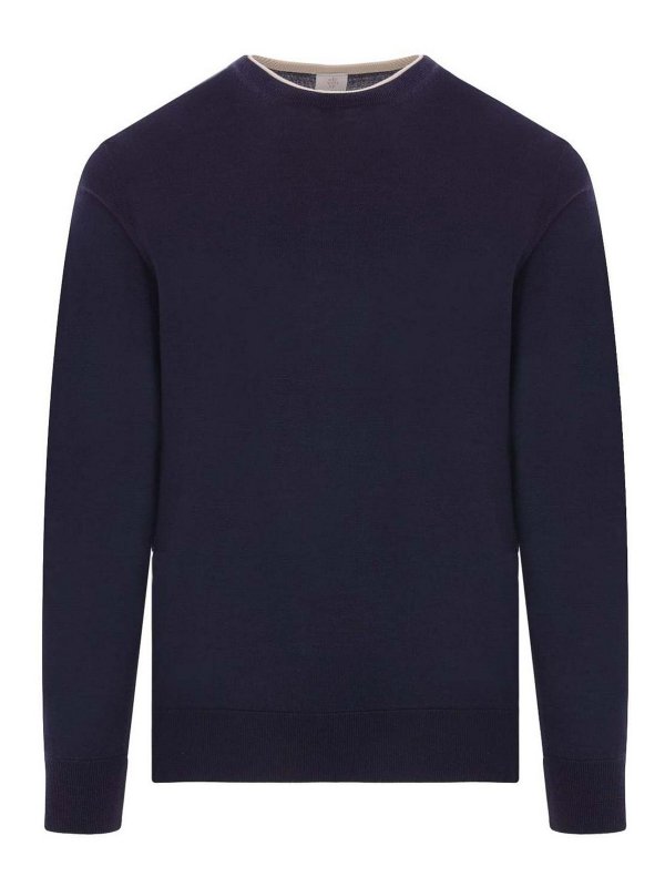 ELEVENTY: Sweatshirts & Sweaters - Round Neck Sweater Blue Sand
