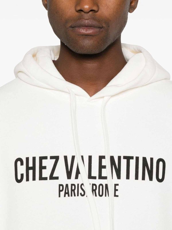 VALENTINO GARAVANI: Sweatshirts & Sweaters online - Ivory Capploose Print Sweatshirt