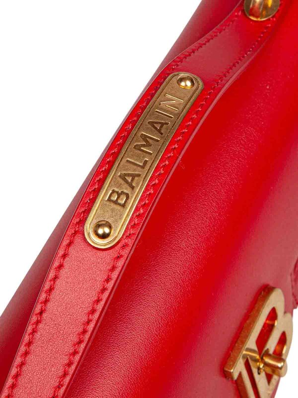 The Best Shops Balmain: cross body bags - Balmain B-Buzz Handbag In Red Leather