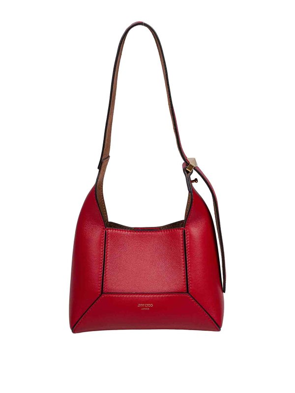 JIMMY CHOO: shoulder bags - Diamond Hobo/S Shoulder Bag In Red Leather