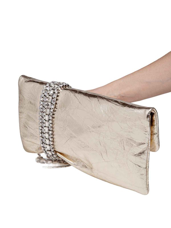 The Best Shops JIMMY CHOO: Bolso clutch - Bolso Clutch - Oro Blanco