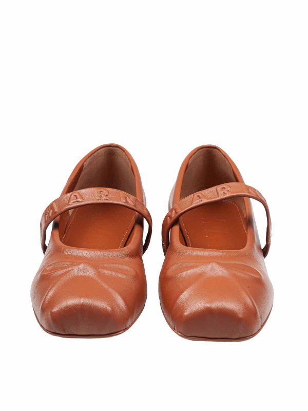 Leather Mary Jane Shoes With Embossed Bow shop online: Marni