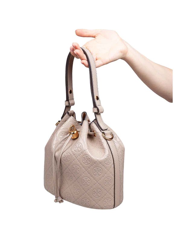 TORY BURCH: borse a tracolla online - Borsa Secchiello In Pelle Monogram