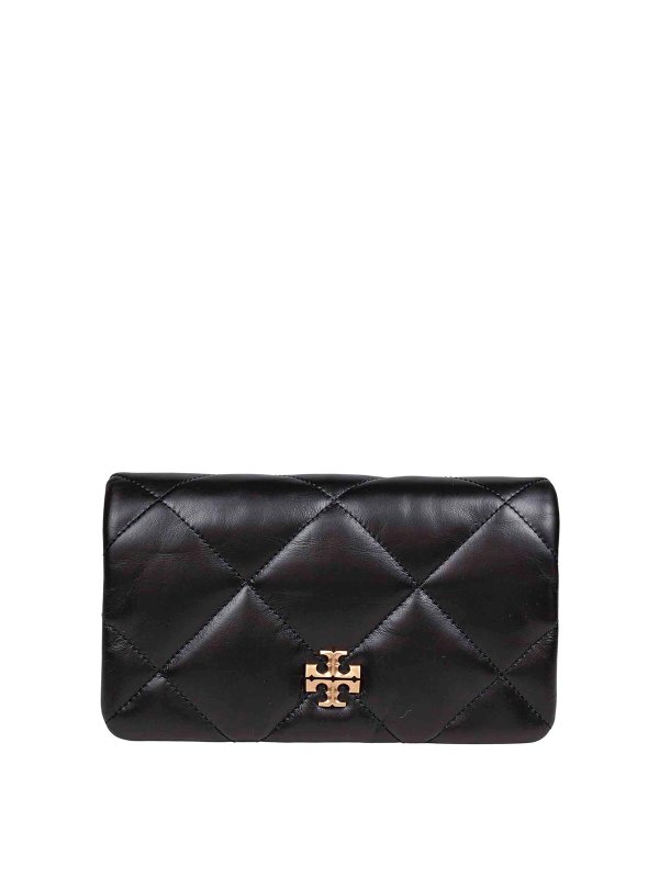 TORY BURCH: cross body bags - Kira Diamond Wallet Bag In Black Leather