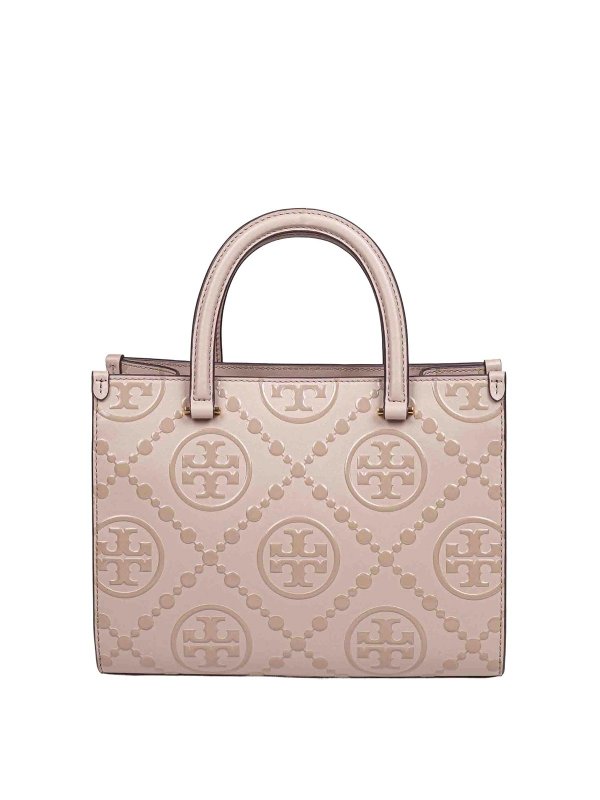 TORY BURCH: totes bags - Monogram Leather Tote Bag in Clay Color