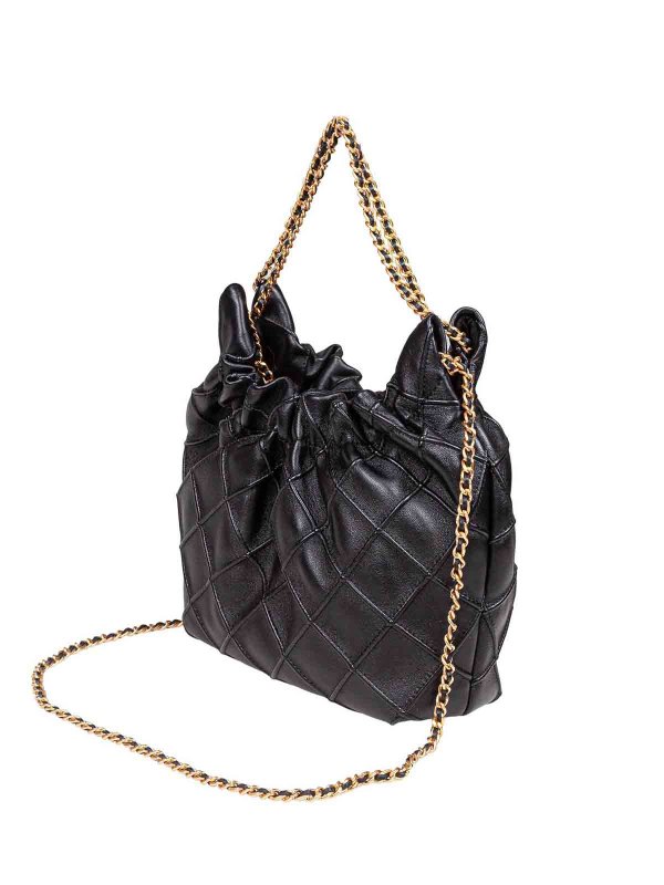 The Best Shops TORY BURCH: cross body bags - Fleming Mini Hobo Bag In Black Leather