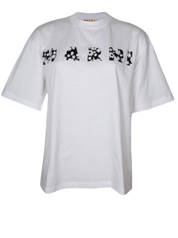 The Best Shops Marni: t-shirts - Cotton T-Shirt In Cotone Con Logo