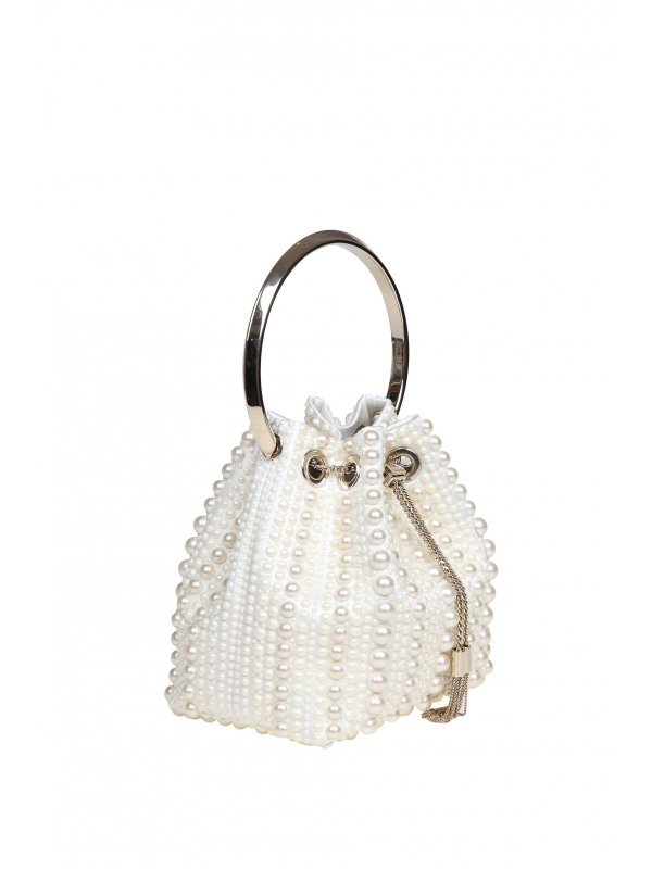 The Best Shops JIMMY CHOO: Bucket bags - Bon Bon Bucket In Satin And Applied Pearls