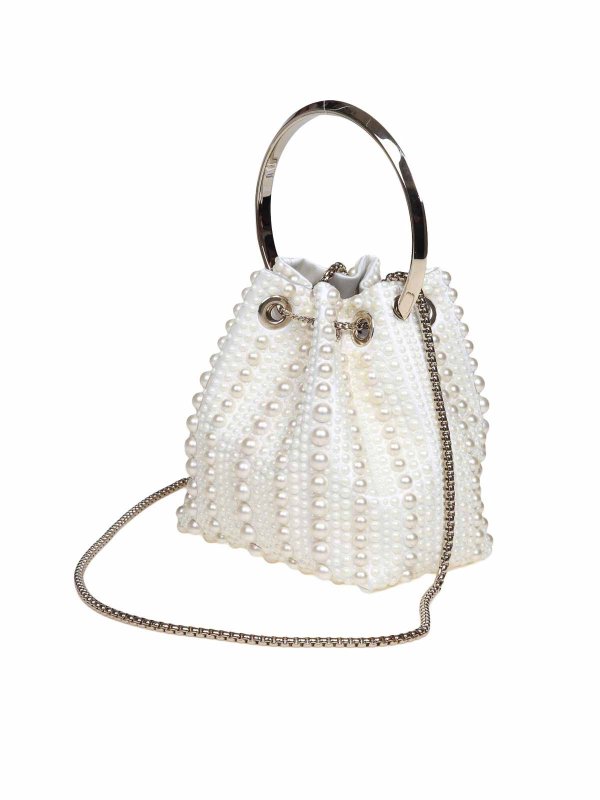 JIMMY CHOO buy online Bon Bon Bucket In Satin And Applied Pearls