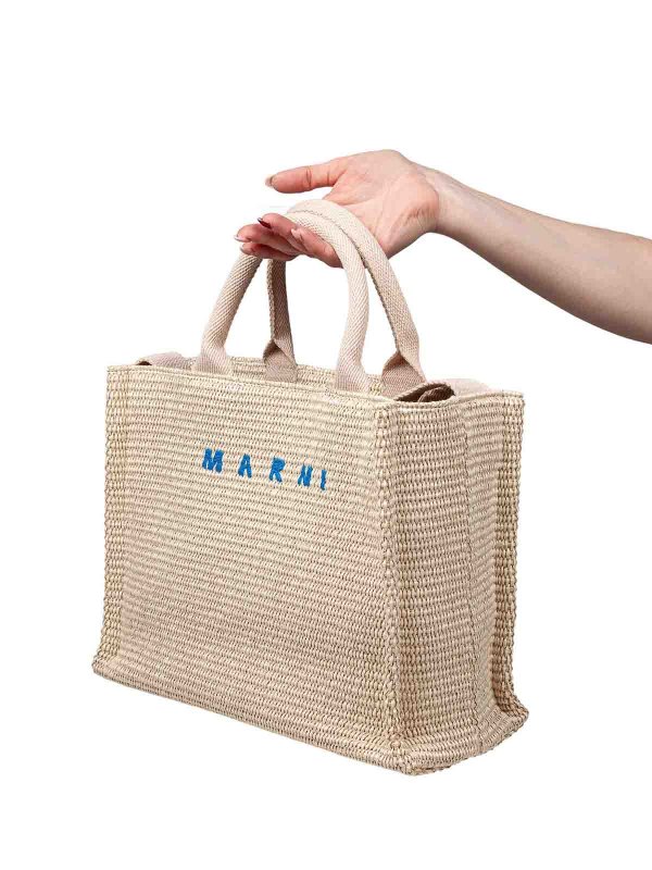 Marni: totes bags online - Small shopping bag in  raffia effect fabric