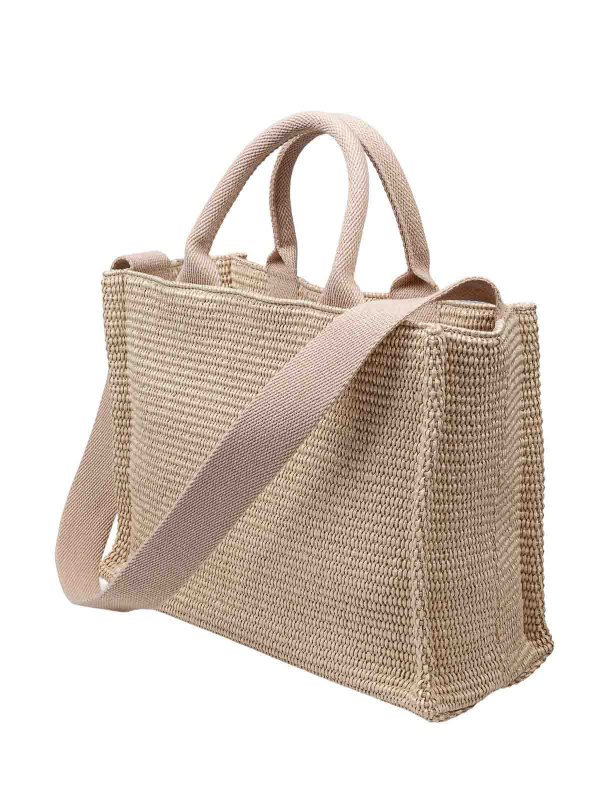 The Best Shops Marni: totes bags - Small shopping bag in  raffia effect fabric