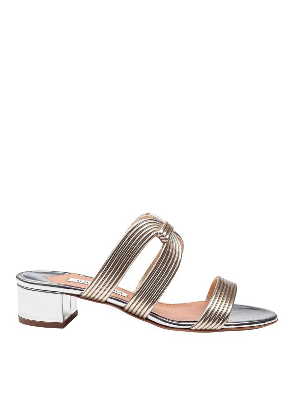 Aquazzura: mules shoes - Esencia 35 mule in laminated leather