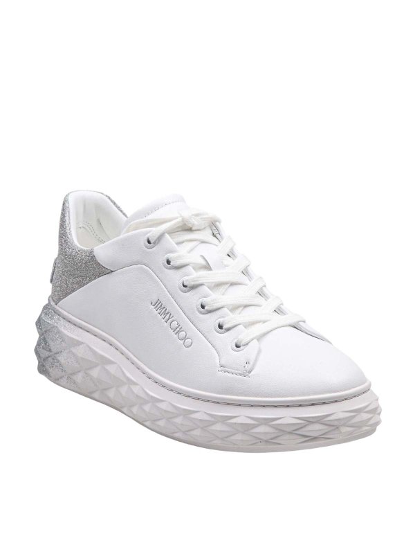 JIMMY CHOO: sneakers online - Sneakers In Pelle Bianca Con Glitter Degrade