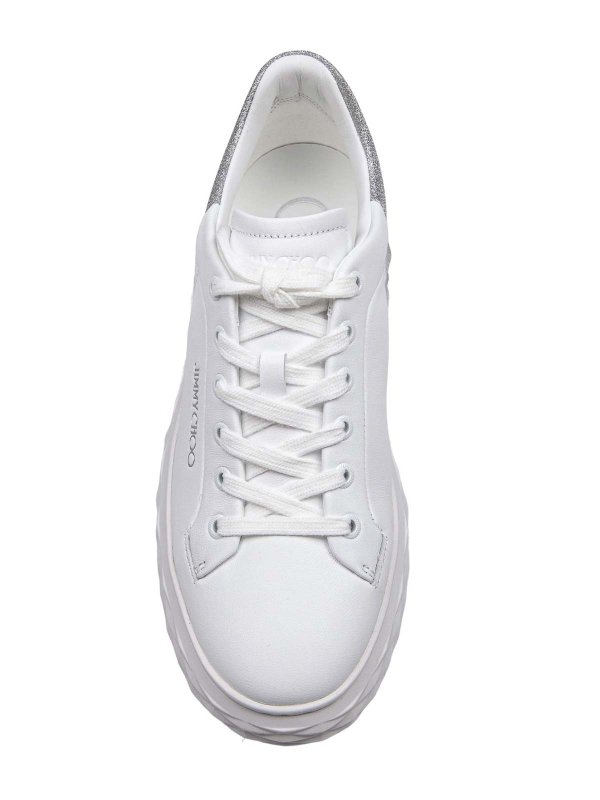 The Best Shops JIMMY CHOO: sneakers - Sneakers In Pelle Bianca Con Glitter Degrade