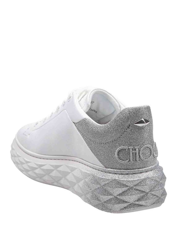 Sneakers In Pelle Bianca Con Glitter Degrade shop online: JIMMY CHOO