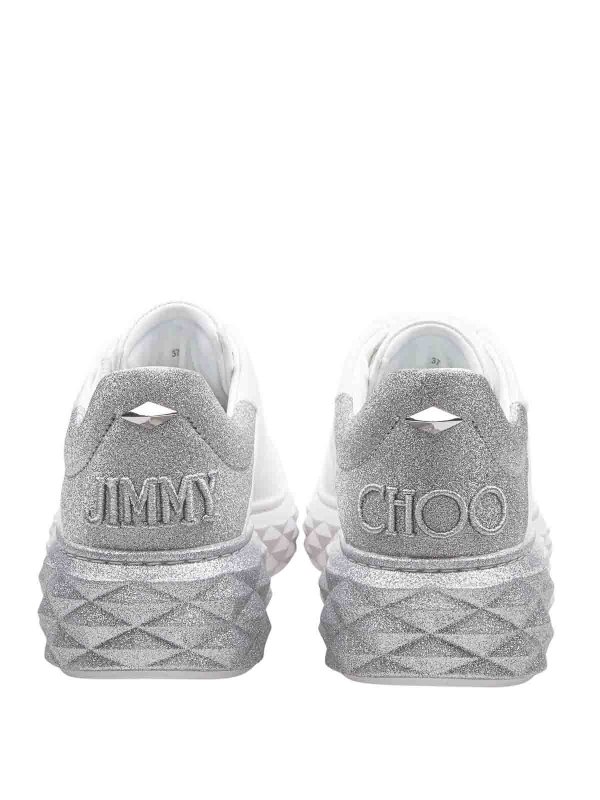 JIMMY CHOO buy online Sneakers In Pelle Bianca Con Glitter Degrade
