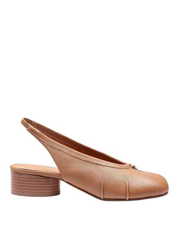 Maison Margiela: court shoes - Tabi Slingback In Tan Leather