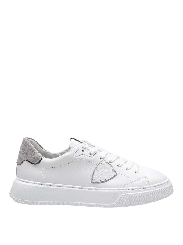 PHILIPPE MODEL: trainers - Temple Low Man Sneakers In White/Grey Leather