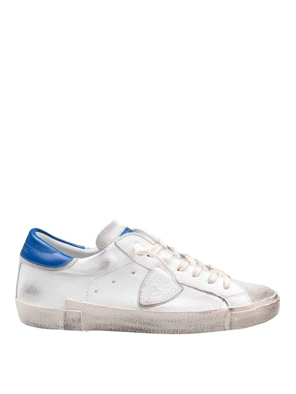 PHILIPPE MODEL: trainers - Sneakers In White And Bluette Leather