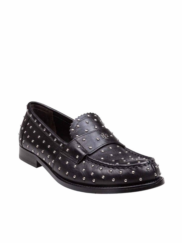 TORY BURCH: Loafers & Slippers online - Black leather loafers with small studs