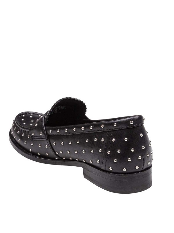 Black leather loafers with small studs shop online: TORY BURCH