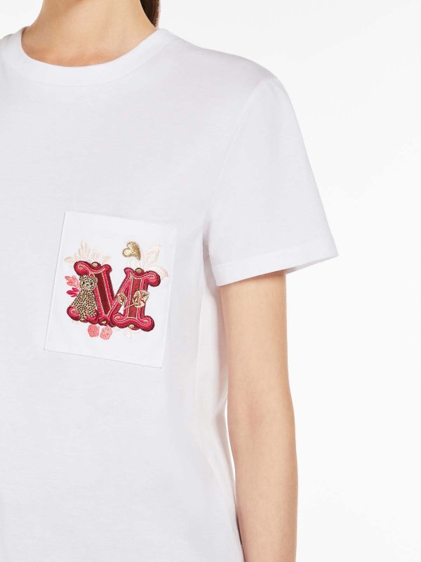 Max Mara: t-shirts online - Nunzio Jersey T-Shirt With Embroidered Pocket