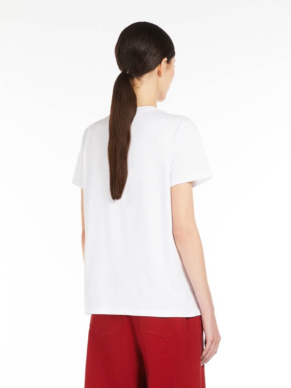 The Best Shops Max Mara: t-shirts - Nunzio Jersey T-Shirt With Embroidered Pocket