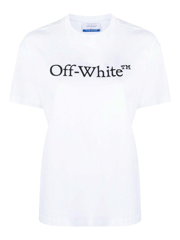 OFF-WHITE: t-shirts - Bookish Big Logo-Print Cotton T-Shirt