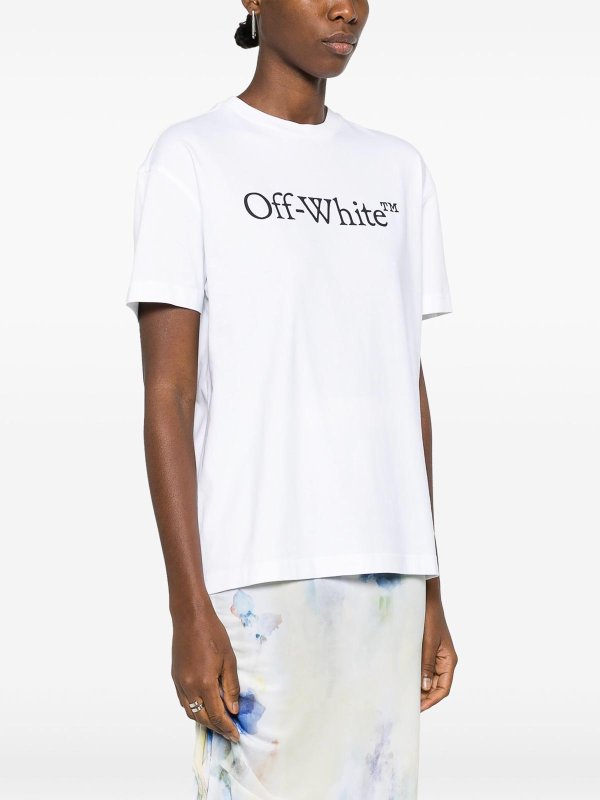 The Best Shops OFF-WHITE: t-shirts - Bookish Big Logo-Print Cotton T-Shirt
