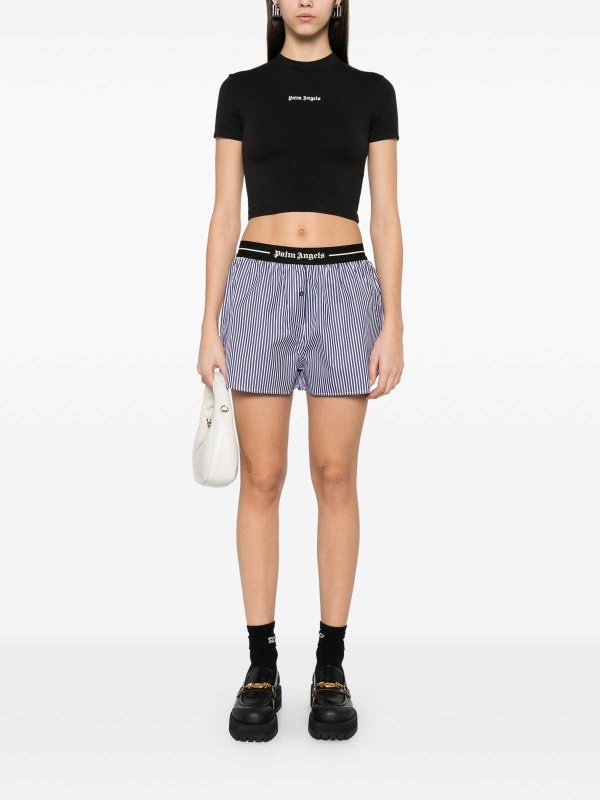 Palm Angels: Trousers Shorts online - Classic Logo Striped Shorts