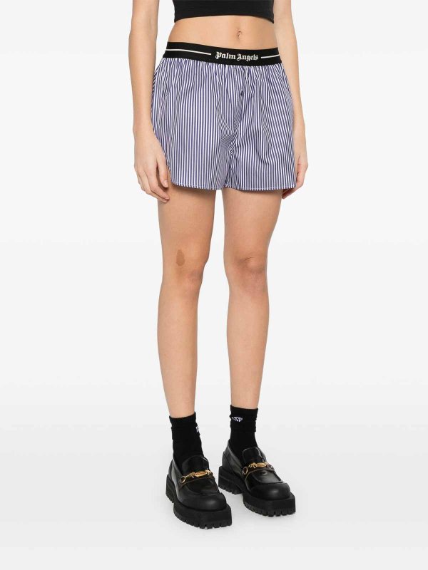 The Best Shops Palm Angels: Trousers Shorts - Classic Logo Striped Shorts