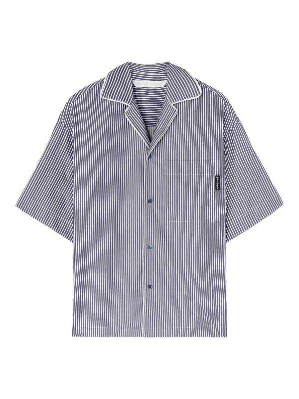 Palm Angels: shirts - Curved Logo-Print Striped Shirt