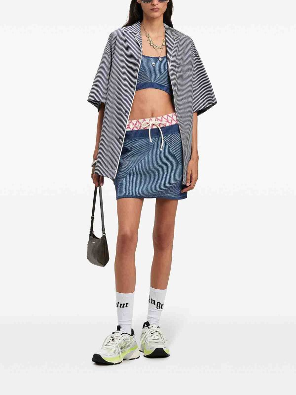 Palm Angels: shirts online - Curved Logo-Print Striped Shirt