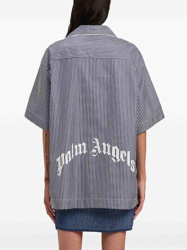 Palm Angels buy online Curved Logo-Print Striped Shirt