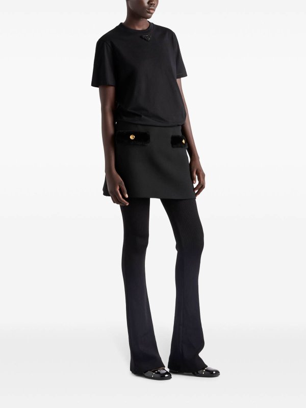 PRADA: t-shirts online - Embroidered-Triangle Jersey T-Shirt