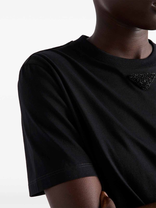Embroidered-Triangle Jersey T-Shirt shop online: PRADA