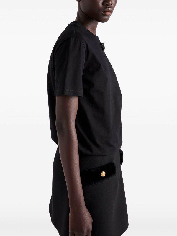 PRADA buy online Embroidered-Triangle Jersey T-Shirt