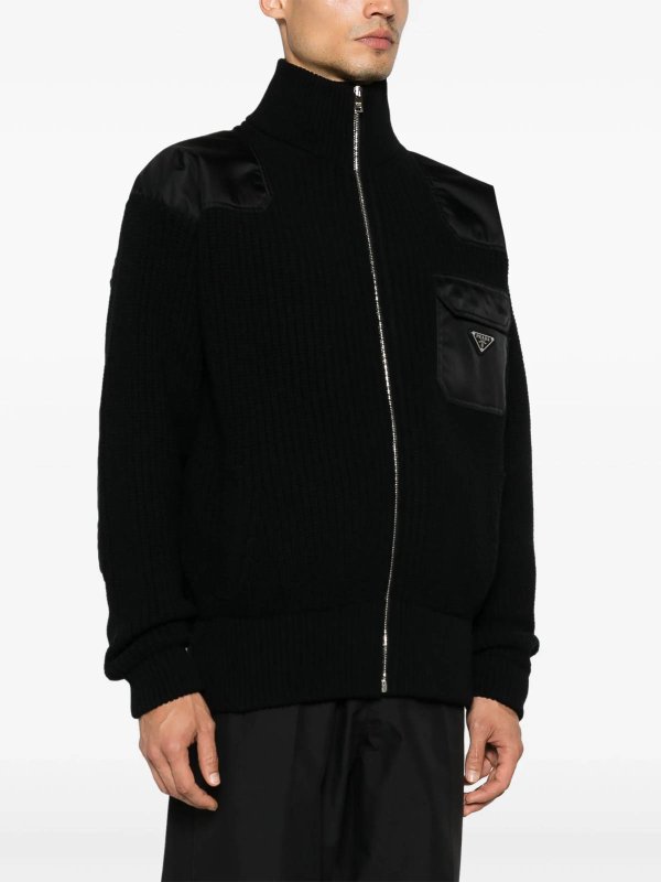The Best Shops PRADA: cardigans - Re-Nylon-Panelling Cardigan